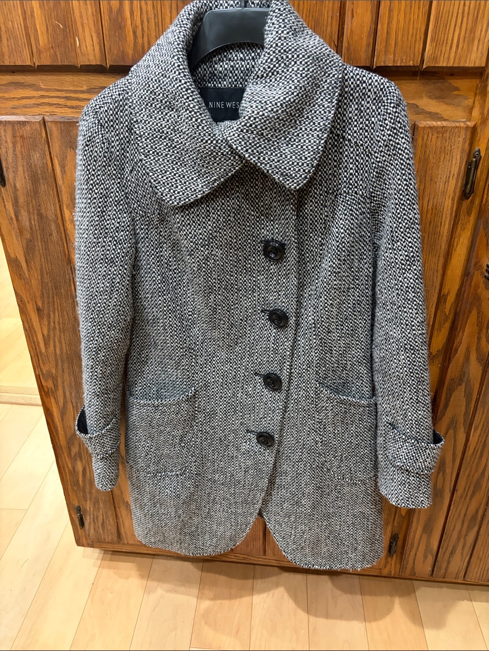 Nine West Gray Tweed Button-Up Pea Coat
Size 6